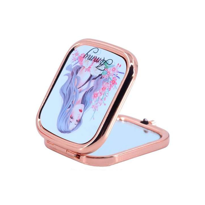 Miroir de poche carré arrondi