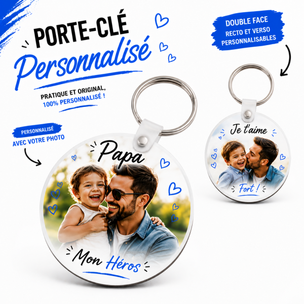 Porte clé rond double face