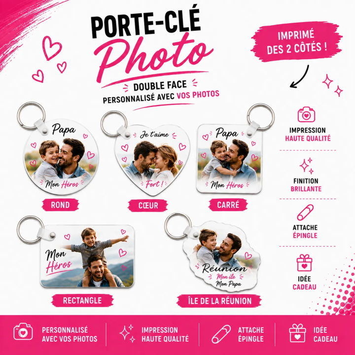 Porte-clés personnalisé photo – cadeau souvenir