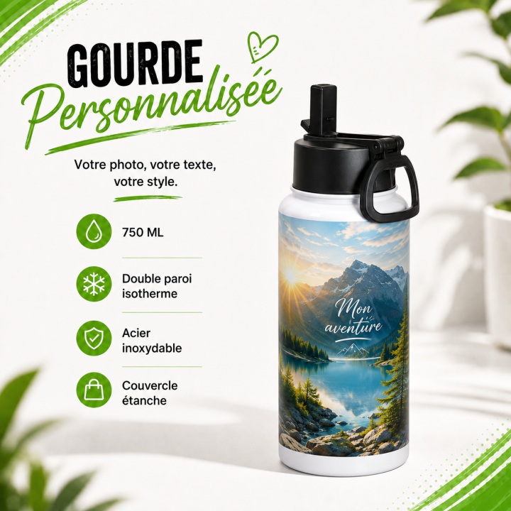 Gourde isotherme personnalisée – inox double paroi