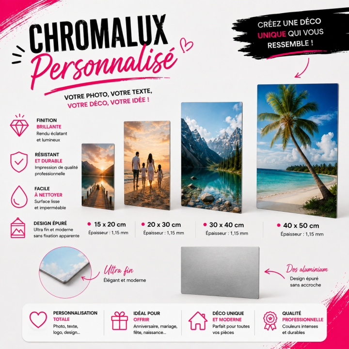 Cadre photo aluminium HD personnalisé